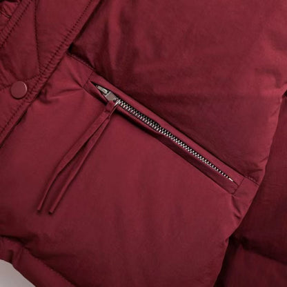 Cropped Puffer Jacket - Maroon