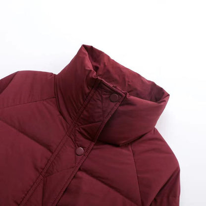 Cropped Puffer Jacket - Maroon