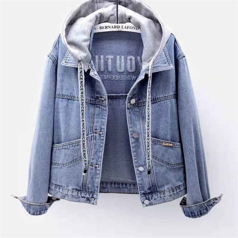 Denim Jacket with Hood - Blue