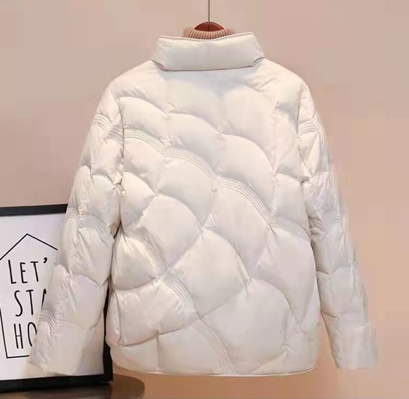 Textured Puffer Coat - White