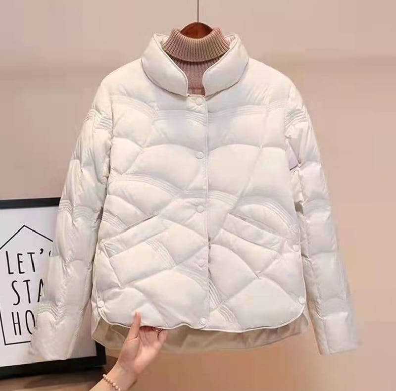 Textured Puffer Coat - White