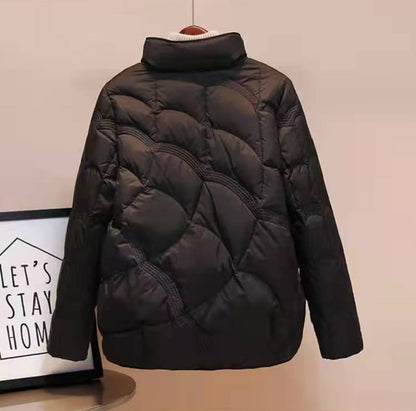 Textured Puffer Coat - Black