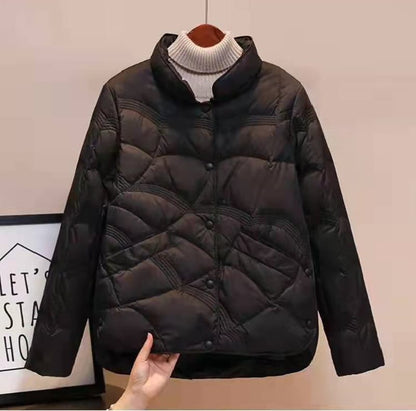 Textured Puffer Coat - Black