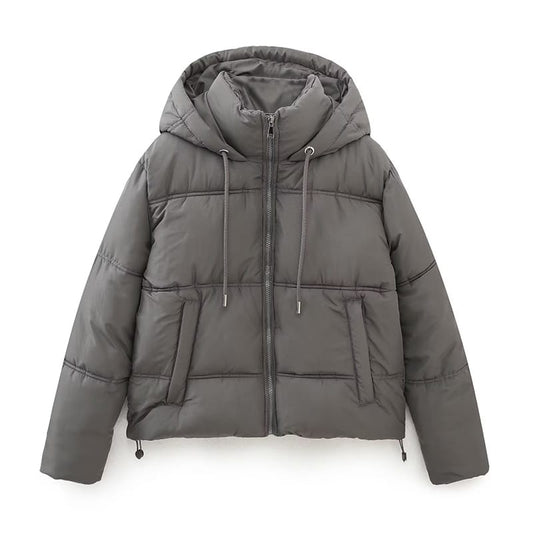 Street Style Puffer Coat - Grey