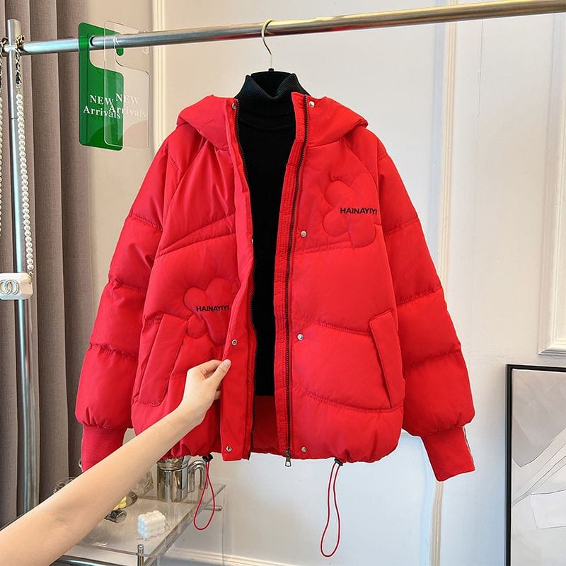 Trendy Hooded Puffer - Red