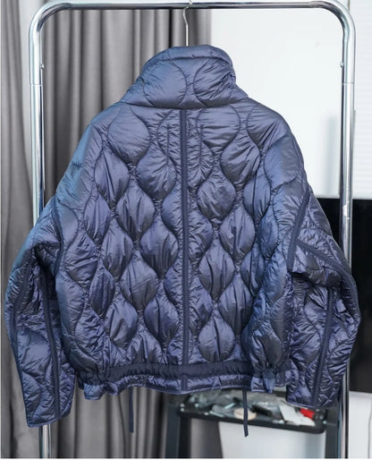 Quilted Jacket with Zipper Pockets - Blue